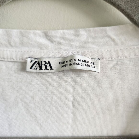 Zara Basic Tee V Neck White - Picture 3 of 5